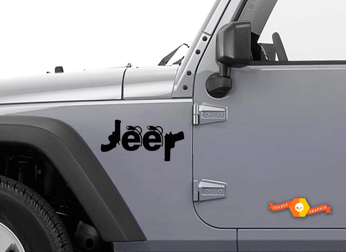 Guns & Grenades Style Jeep Logo Vinyl Aufkleber Set für Jeep Fahrzeuge