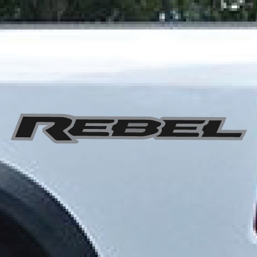 2-farbiger Dodge Ram Rebel-Logo-LKW-Vinyl-Aufkleber, Grafik, Silber, Schwarz
