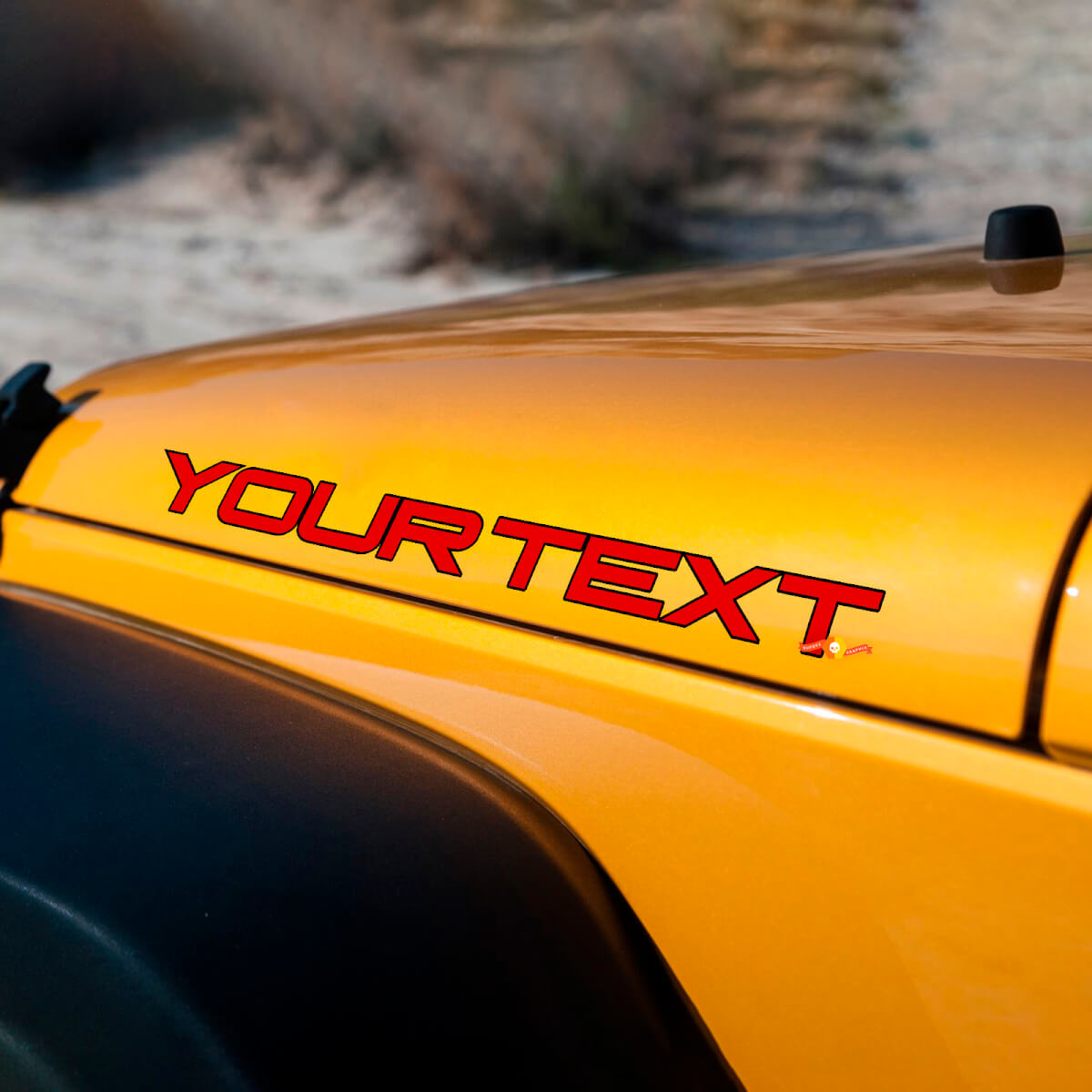 Benutzerdefinierter Text Motorhauben-Seitenvinylaufkleber für Jeep Wrangler Rubicon