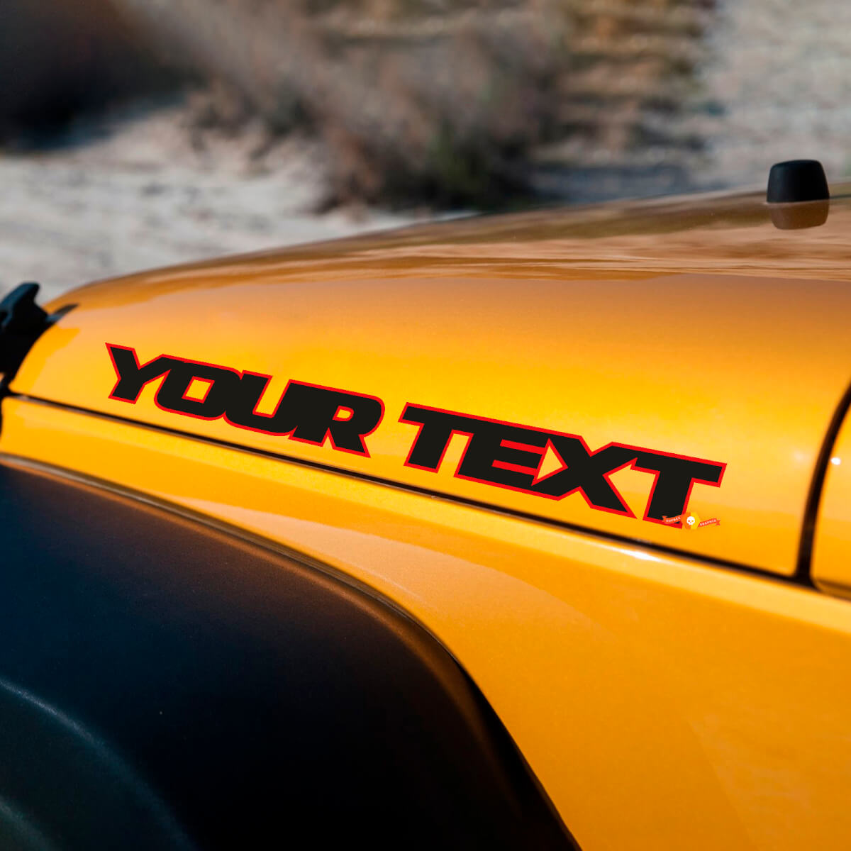 Benutzerdefinierter Text Motorhauben-Vinyl-Aufkleber für Jeep Wrangler JK