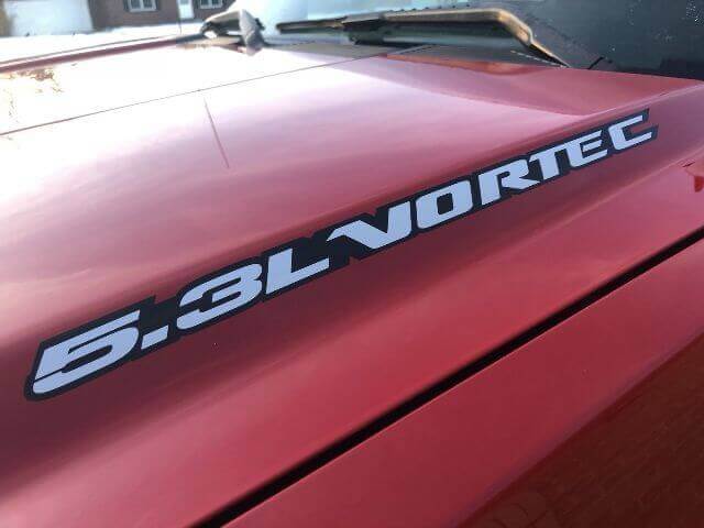 5,3L Vortec Outline Motorhauben Vinyl-Aufkleber-Set für Chevy GMC Trucks