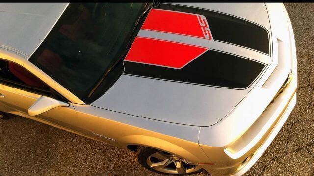 Zwillings-Motorhaubenstreifen Vinyl-Aufkleber Set für Chevrolet Camaro SS 2010-2013
