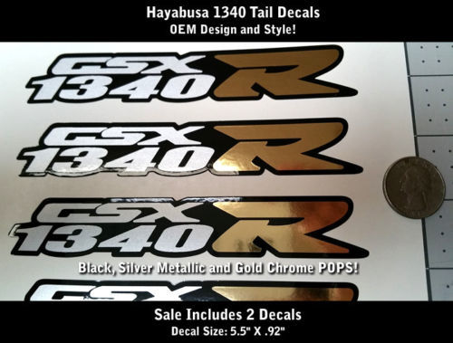 1340 Hayabusa Original Style Decals Schwarz Metallic Silber Gold Chrom 5,5 