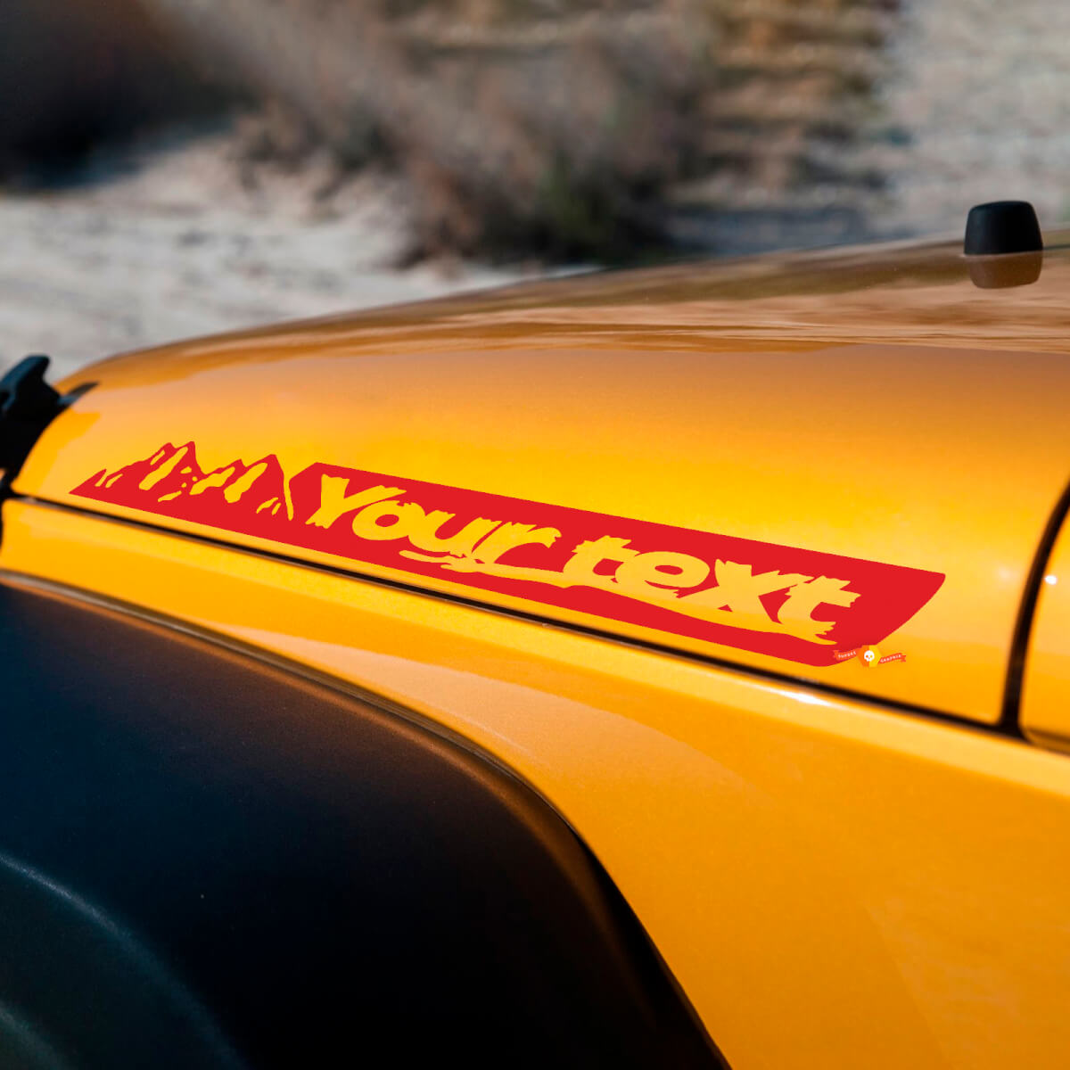 Benutzerdefinierter Text Mountains Motorhauben-Seitenaufkleber für Jeep Wrangler JK Renegade