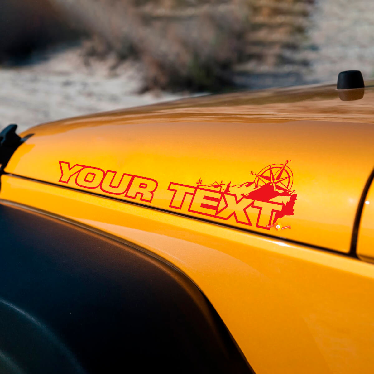 Paar Jeep Wrangler Rubicon Vinyl-Motorhaubenaufkleber, unbegrenzt oder individueller Text
