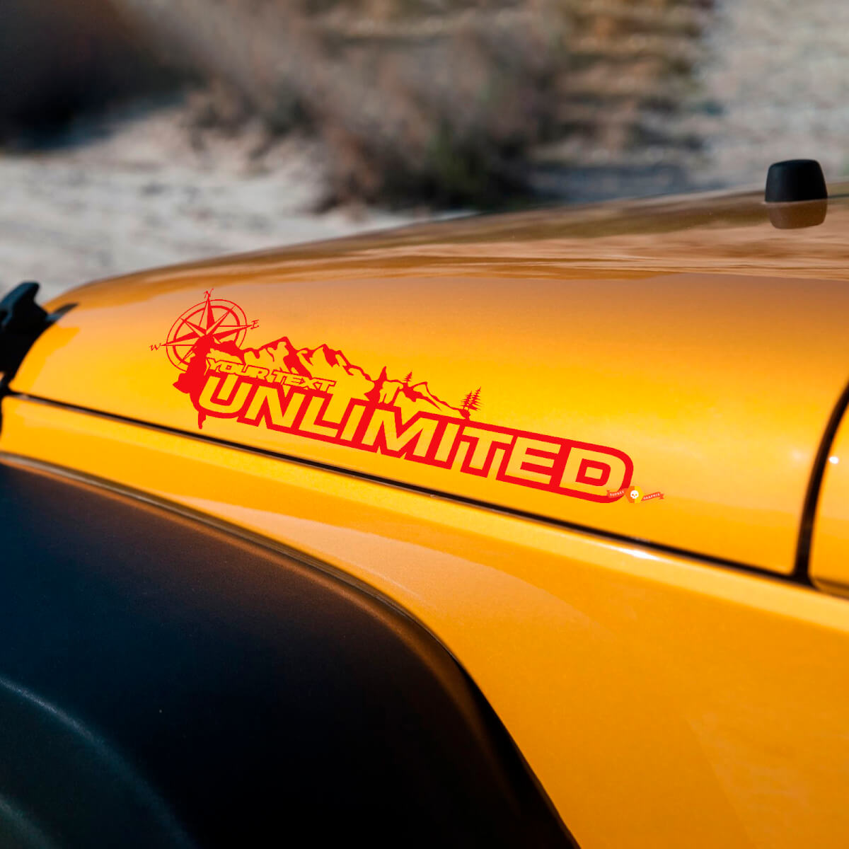 Paar Jeep Wrangler Unlimited Vinyl Hood Sticker Decals Mountain Compas
