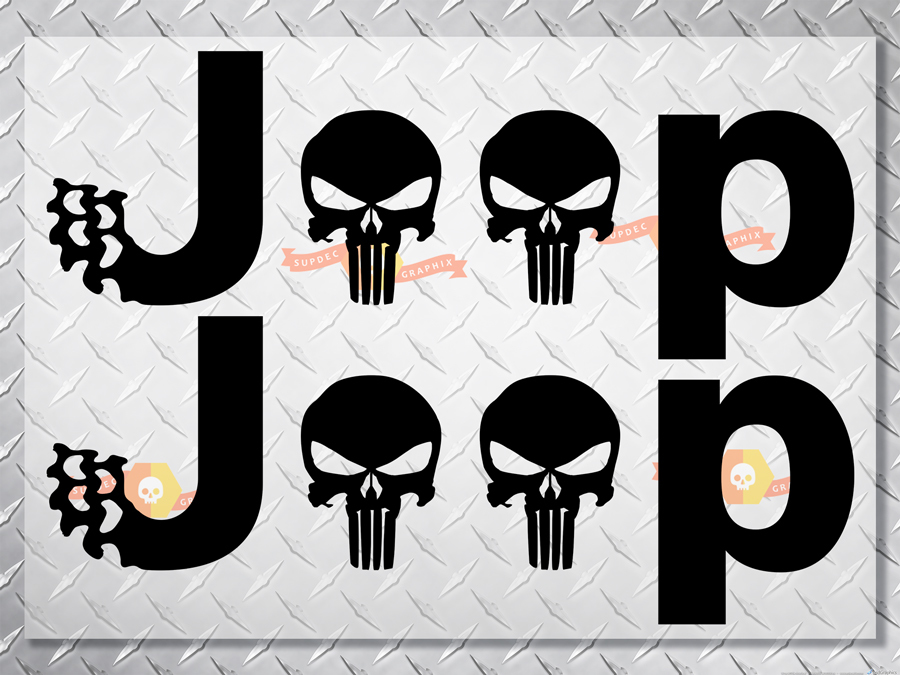 Jeep Punisher Skulls Vinyl-Aufkleber für Wrangler Side Bump