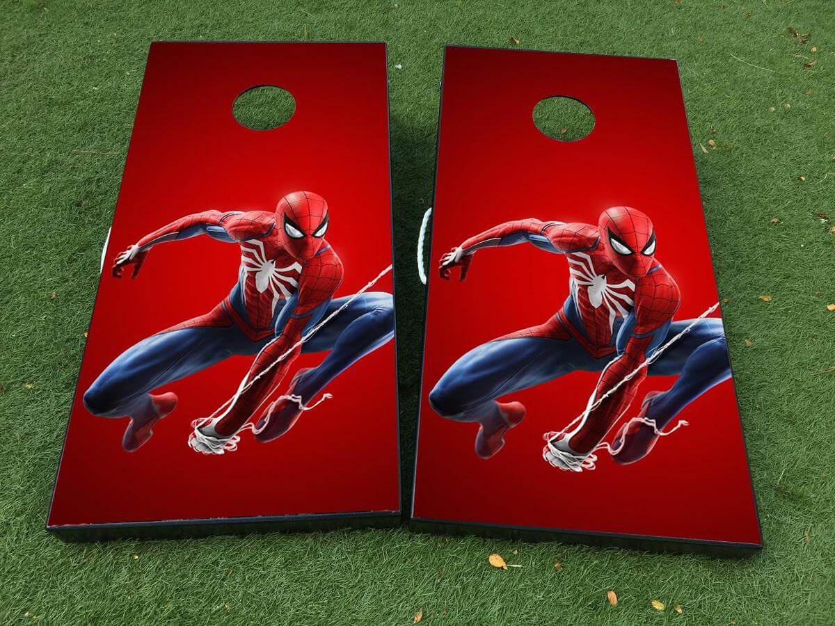 Spider-Man inspirierte Cornhole-Brett Vinyl-Folien-Set