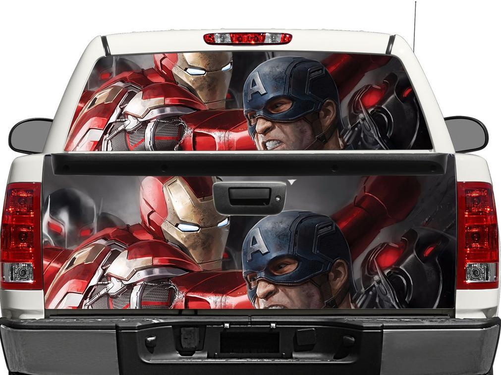 Ironman und Captain America Heckscheibe oder Heckklappe Aufkleber Aufkleber Pick-up-SUV-Auto