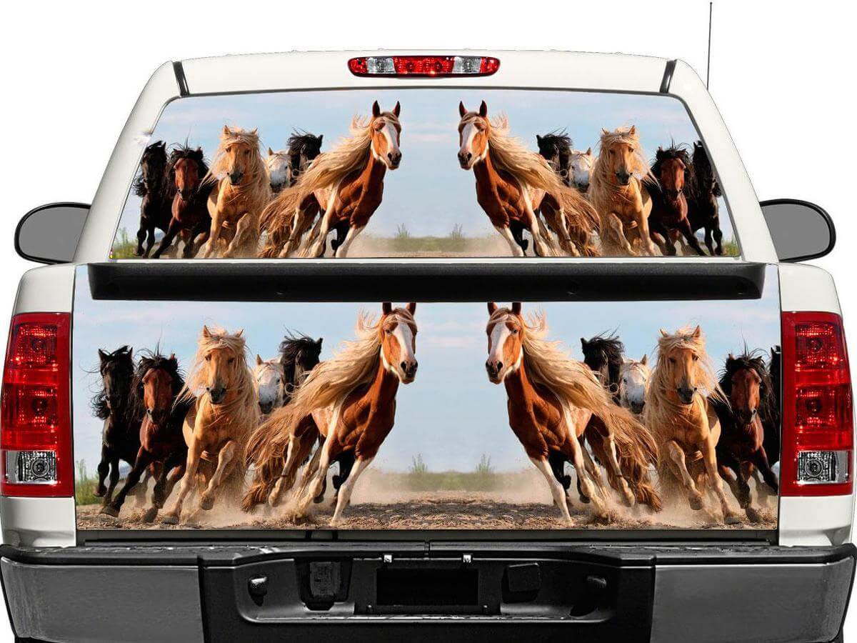 Laufende Pferde Heckscheiben- oder Heckklappenaufkleberfolie für Pickup Trucks