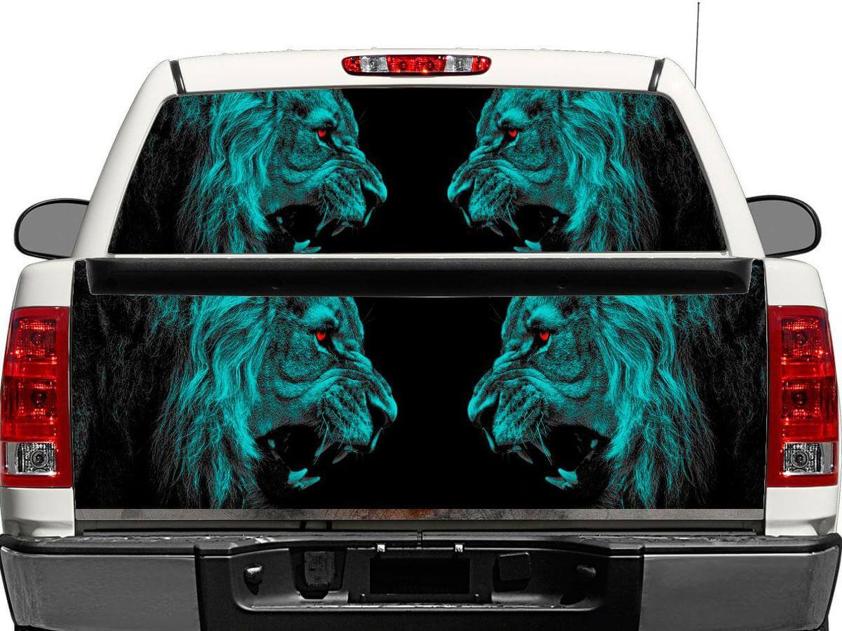 Angry Lions Heckscheiben- oder Heckklappen-Vinylaufkleber für Pick-Up Trucks und SUVs