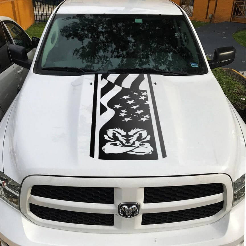 USA-Flagge Hemi-Stil Motorhaubenstreifen Vinyl-Aufkleber für Dodge Ram 1500-3500