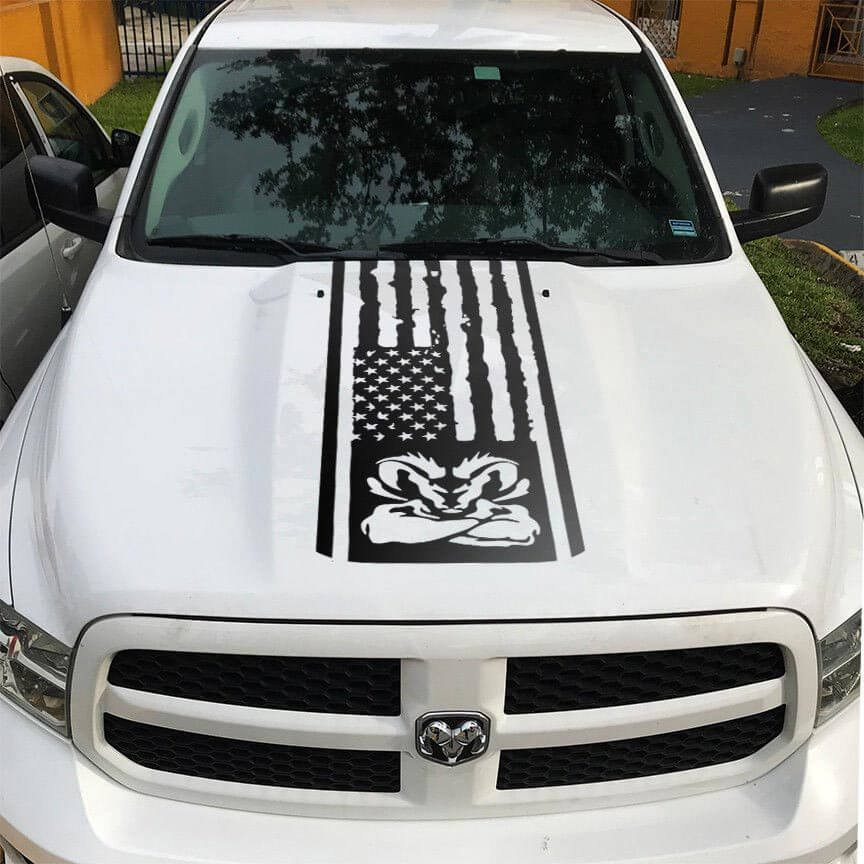 US-Flaggen-Hood-Vinylaufkleber für Dodge Ram 1500-3500 Rebel