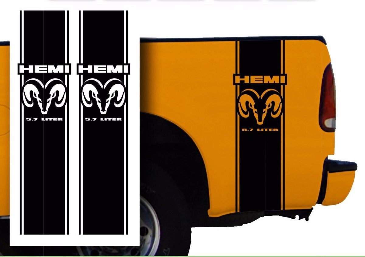 Hemi Dodge Mopar Pickup Truck Bed Stripes Aufkleber / Farbe wählen