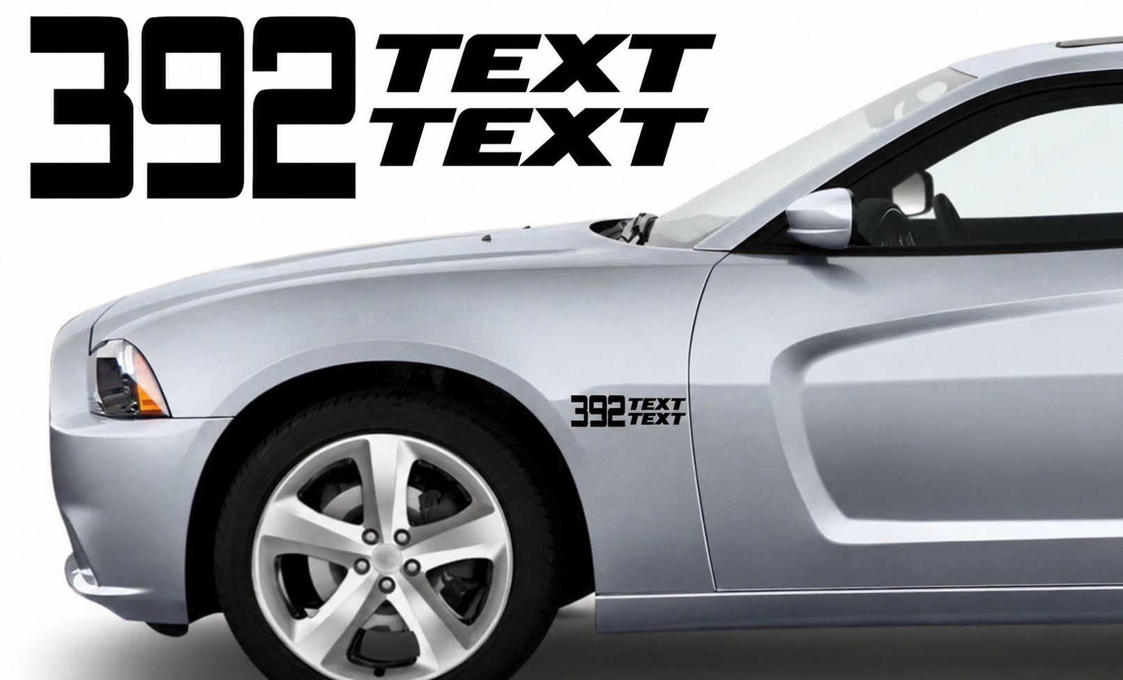 392 Shaker Scat Pack Style TEXT TEXT Pair — Vinylaufkleber (Kotflügel) für Dodge Charger