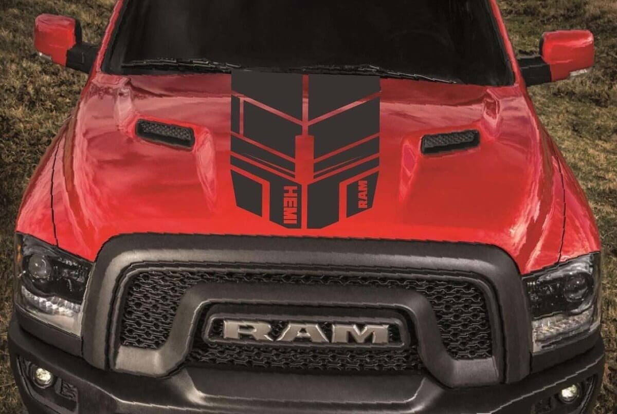 DODGE RAM 1500 HAUBE Einzelstreifen Vinyl-Aufkleber Custom Hemi