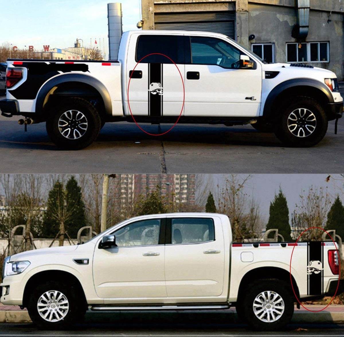 2x Truck Bed Stripe Skull Aufkleber Racing Stripe Skull Vinyl Aufkleber für Chevy GMC