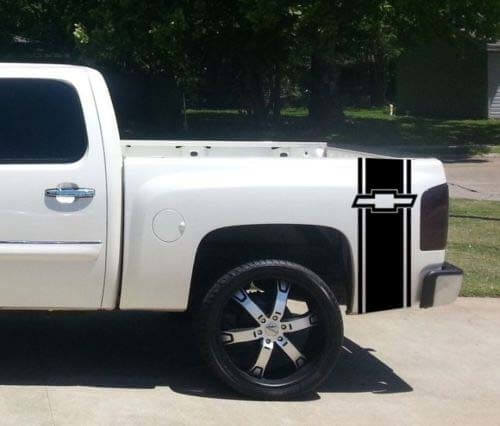 Custom Truck Chevrolet Bow Tie Bed Stripe Aufkleber Aufkleber Set (2) für Chevy Pickup 2024
