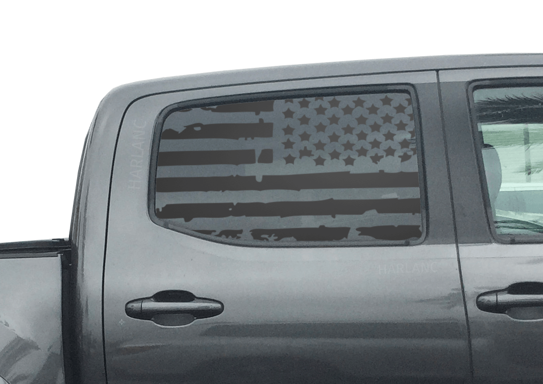 USA-Flaggen-Aufkleber für hinteres Seitenfenster Set für Toyota Tacoma 2016-2018 Doppelkabine