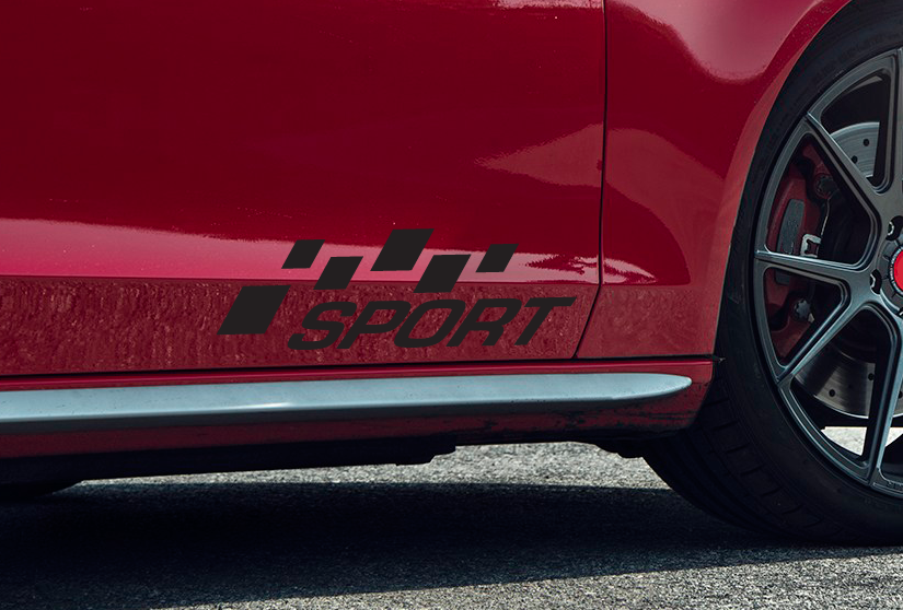 Sportflagge - SCHWARZ Seitenstreifen Aufkleber Aufkleber Vinyl Rennstreifen Auto Grafik