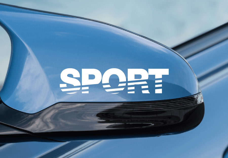 Sportliches Schriftzug-Spiegel-Vinyl-Aufkleber-Kit für Autos