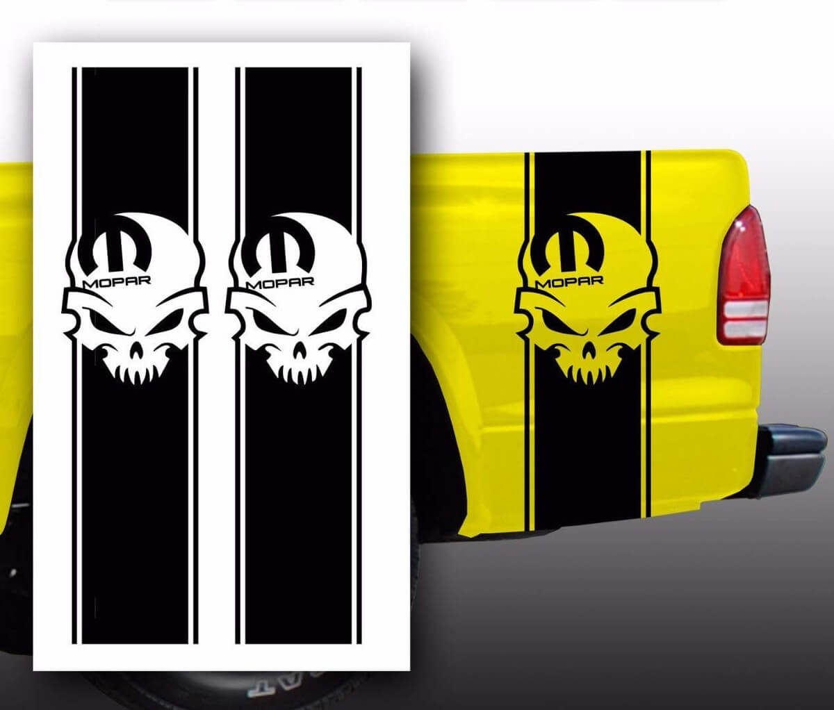 Mopar Schädel Truck-Bett-Streifen Vinyl-Aufkleber-Set für Dodge Pickup Truck