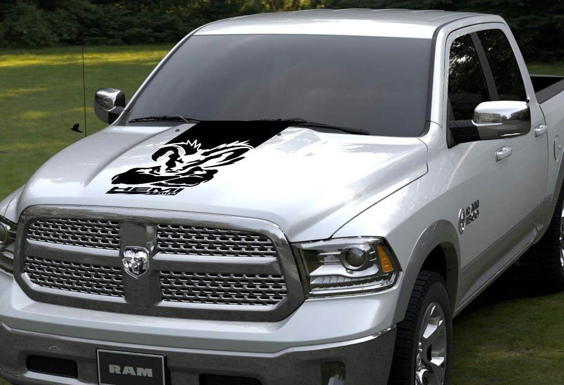 Hemi-Stil Motorhauben-Streifen Vinylaufkleber für Dodge Ram 1500