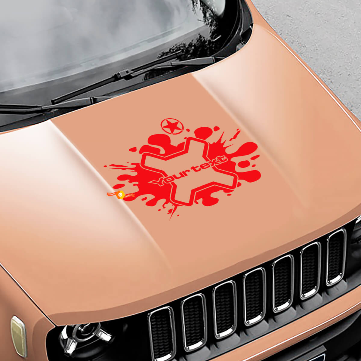 Jeep Renegade Logo Splash Army Star Grunge Grafik Vinyl Aufkleber Aufkleber Motorhaube Seite