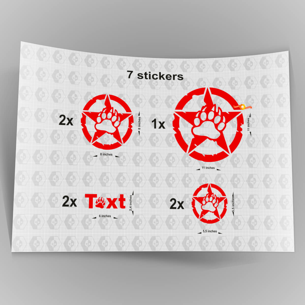 7x Jeep Bear Claw STAR Aufkleber Aufkleber Motorhaube Tür Kotflügel TJ JK CJ YJ JL Rubicon