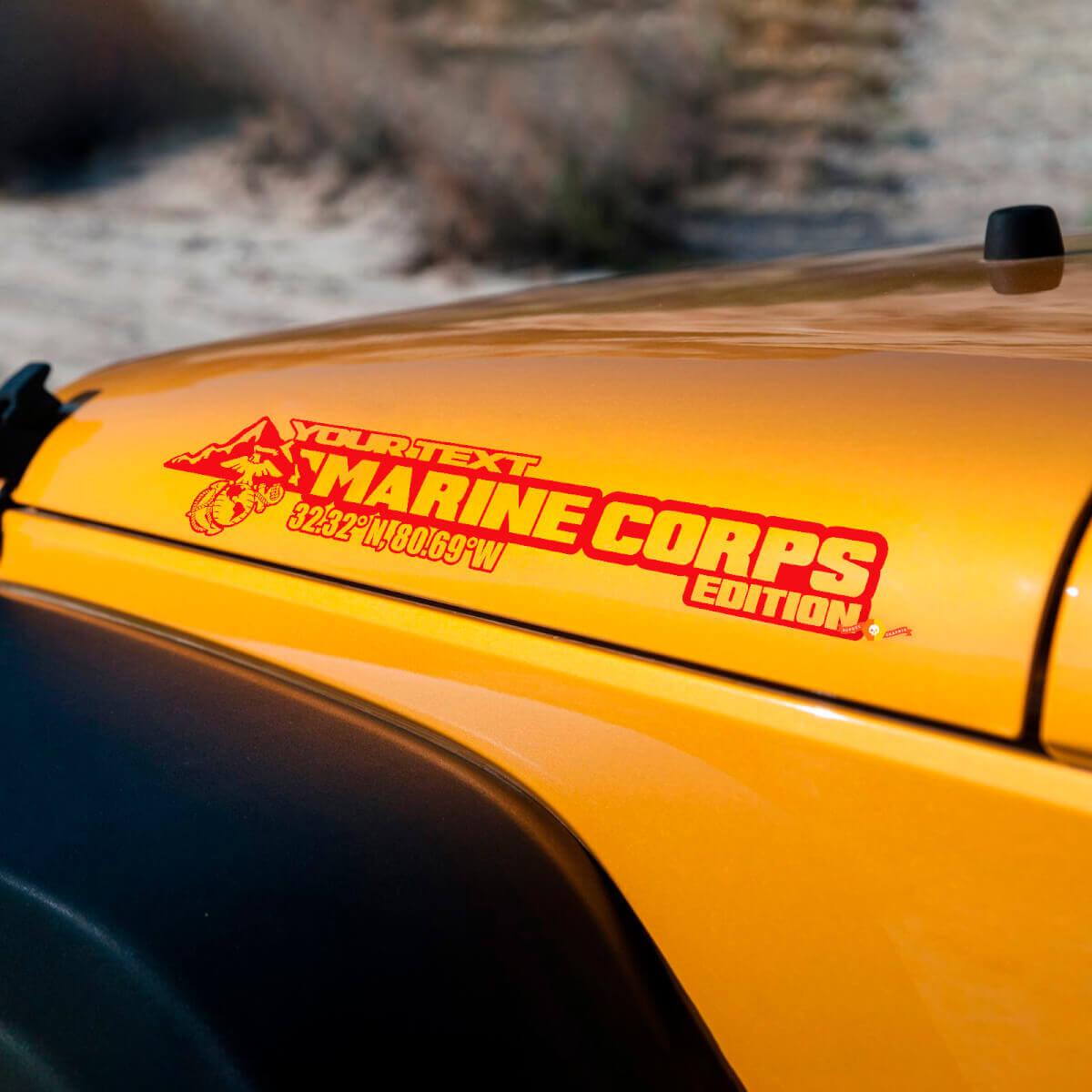 Benutzerdefiniertes Marine Corps Edition Seitenhauben Vinyl-Aufkleberset für Jeep Wrangler