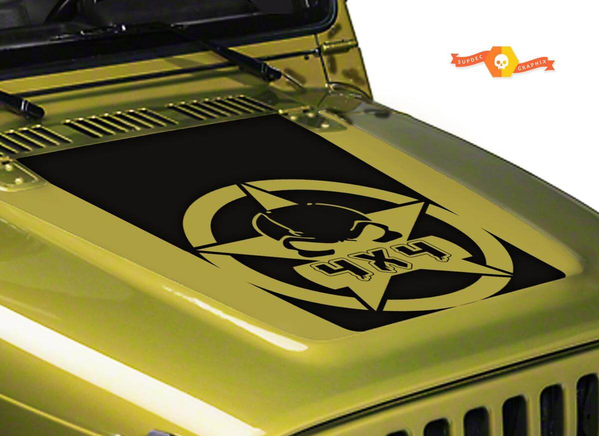 Gasmasken 4x4 Vinyl Motorhaubenaufkleber 2 Offroad Lustig für Jeep Wrangler LJ TJ JK JKU