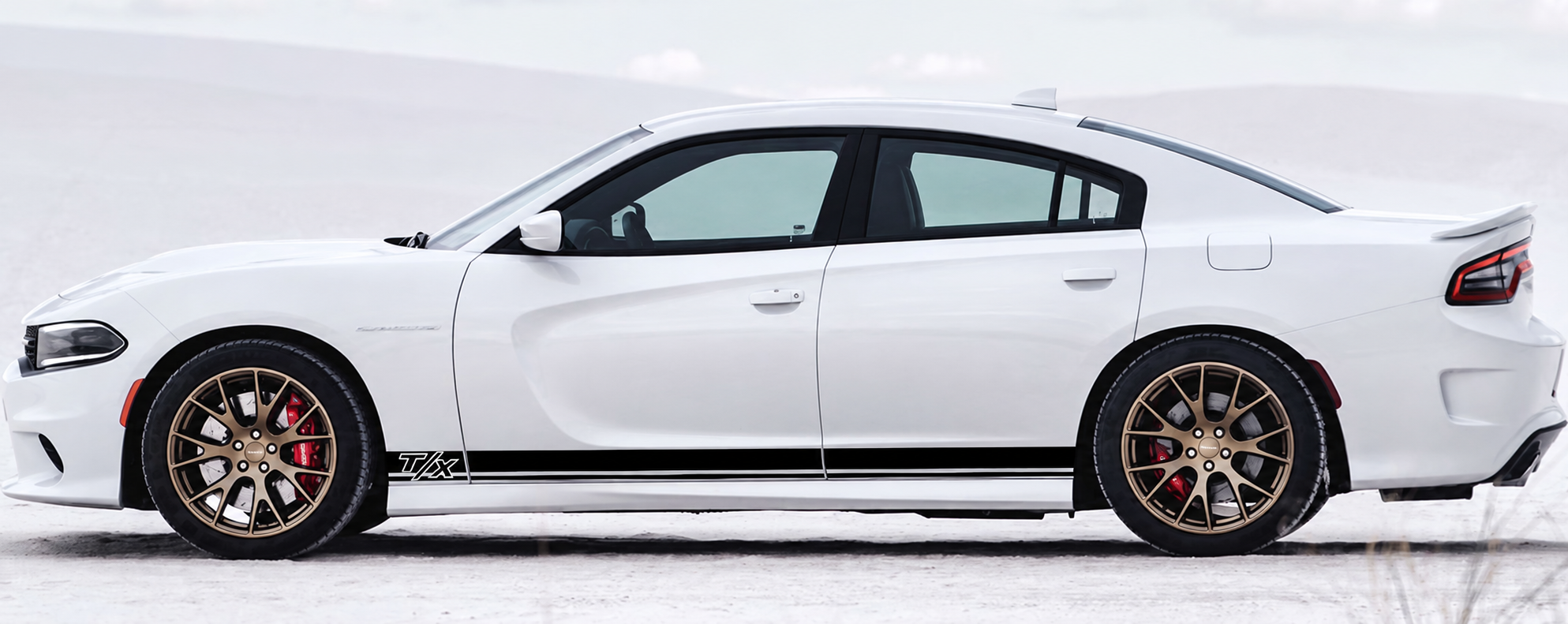 T/X Twin Rocker Streifen Paar Schweller Vinylaufkleber Aufkleber für Dodge Charger 2011-2018