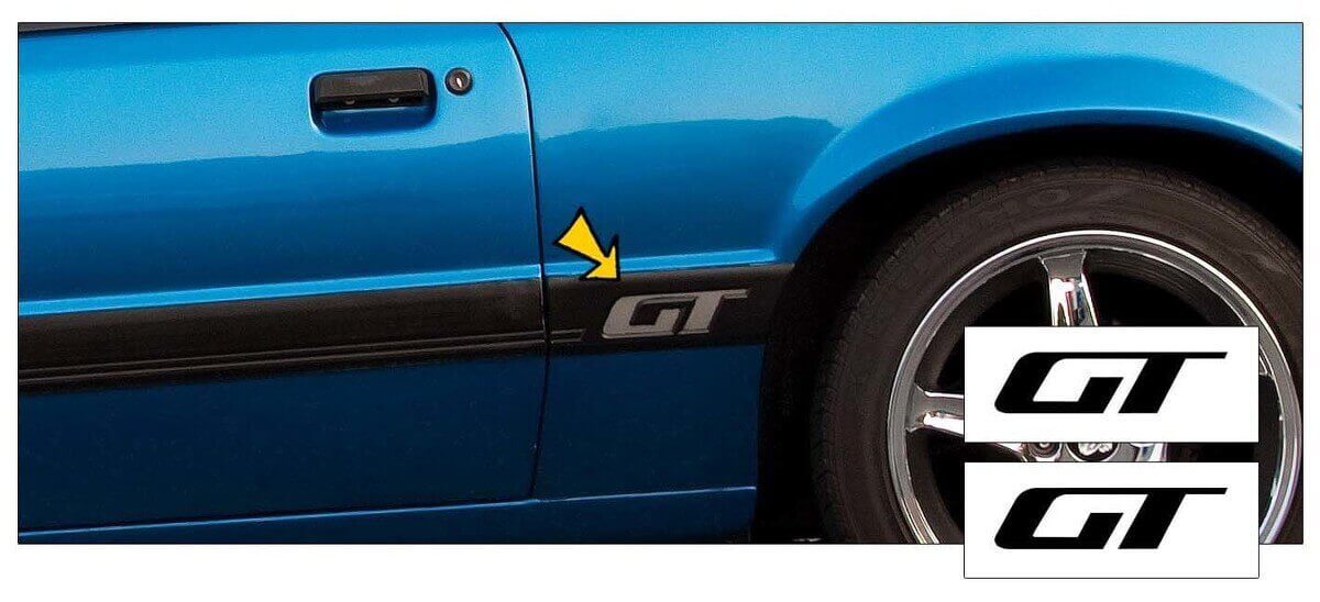 GT-Logo Kotflügelaufkleber-Set für Musclecar Musclecarmodel GT 1985-1986