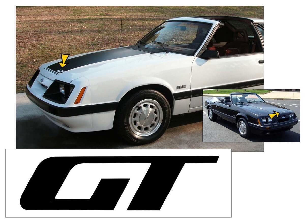 1985–86 Musclecarmodel – GT HOOD Aufkleber – EIN Aufkleber – WERKSGRÖSSE
