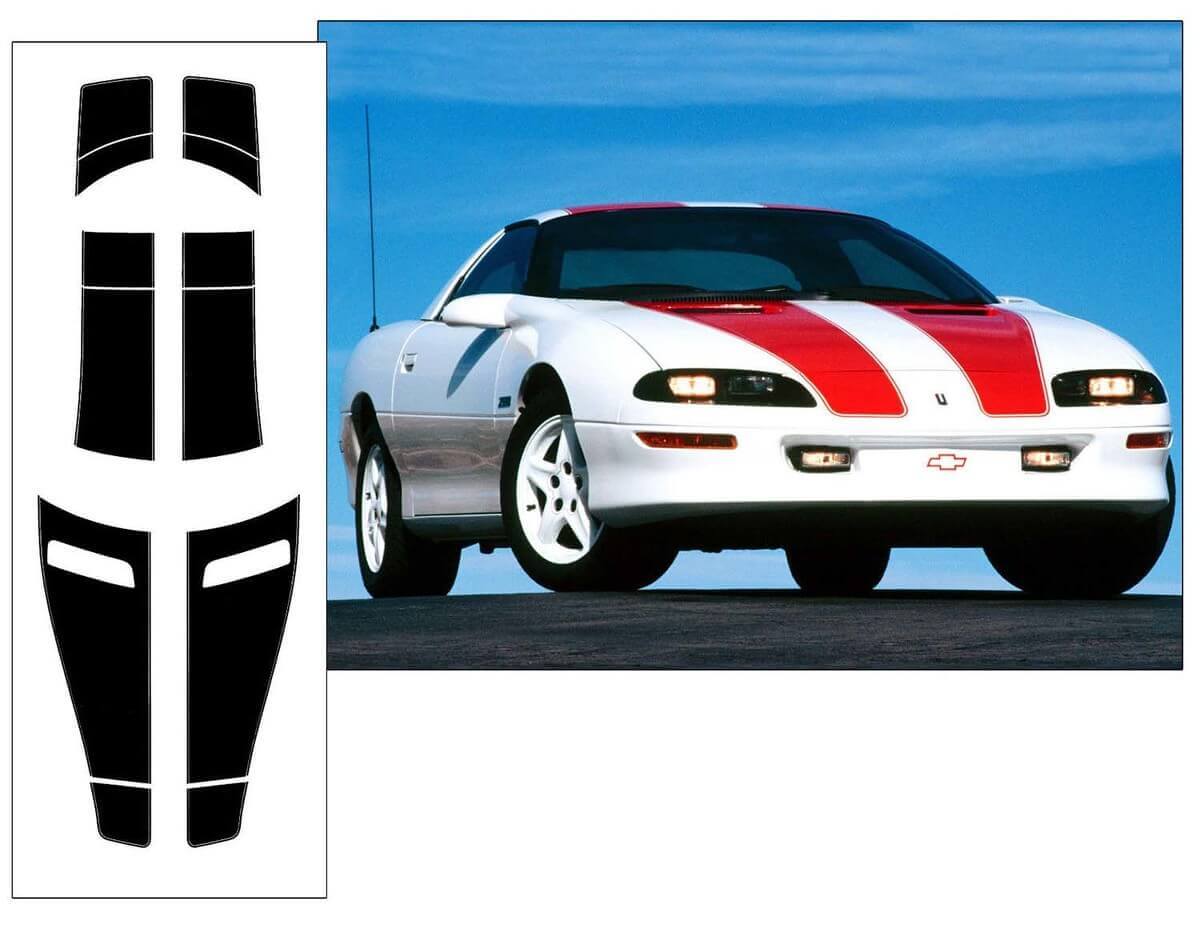 30. Jubiläums-Rennstreifen Vinyl-Aufkleber für die Oberseite für Chevrolet Camaro Z28 Coupe 1993-1997