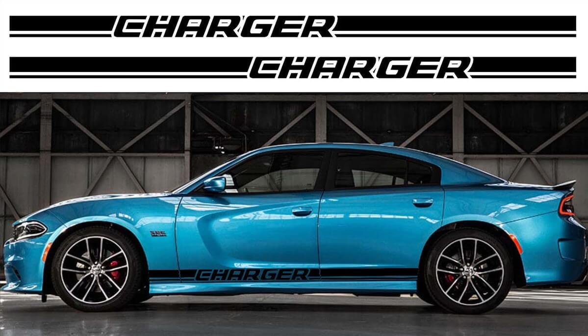 Gerade Schwellerstreifen Vinyl-Aufkleber Set für Dodge Charger 2011-2018
