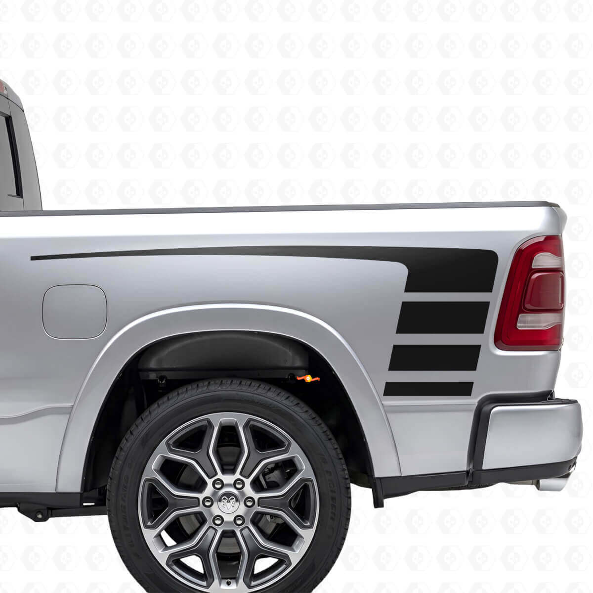 Strobe Stile Streifen Vinylaufkleber-Kit für Motorhaube & Seitenteile Dodge Ram 1500