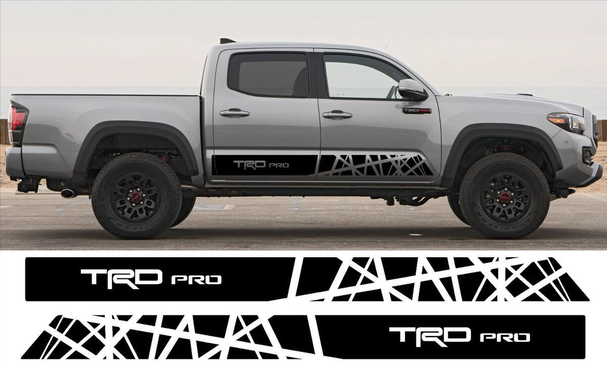 2 x Toyota Tacoma 2016 Trd Pro Seitenschweller, Vinyl-Aufkleber, Grafik-Rallye-Aufkleber