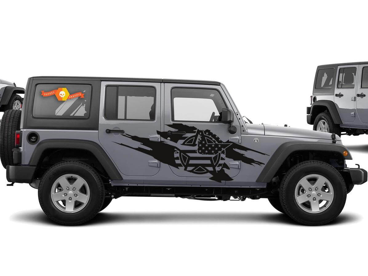 Army Star USA Flag Vinyl-Aufkleberset für Jeep Wrangler 2007-2016