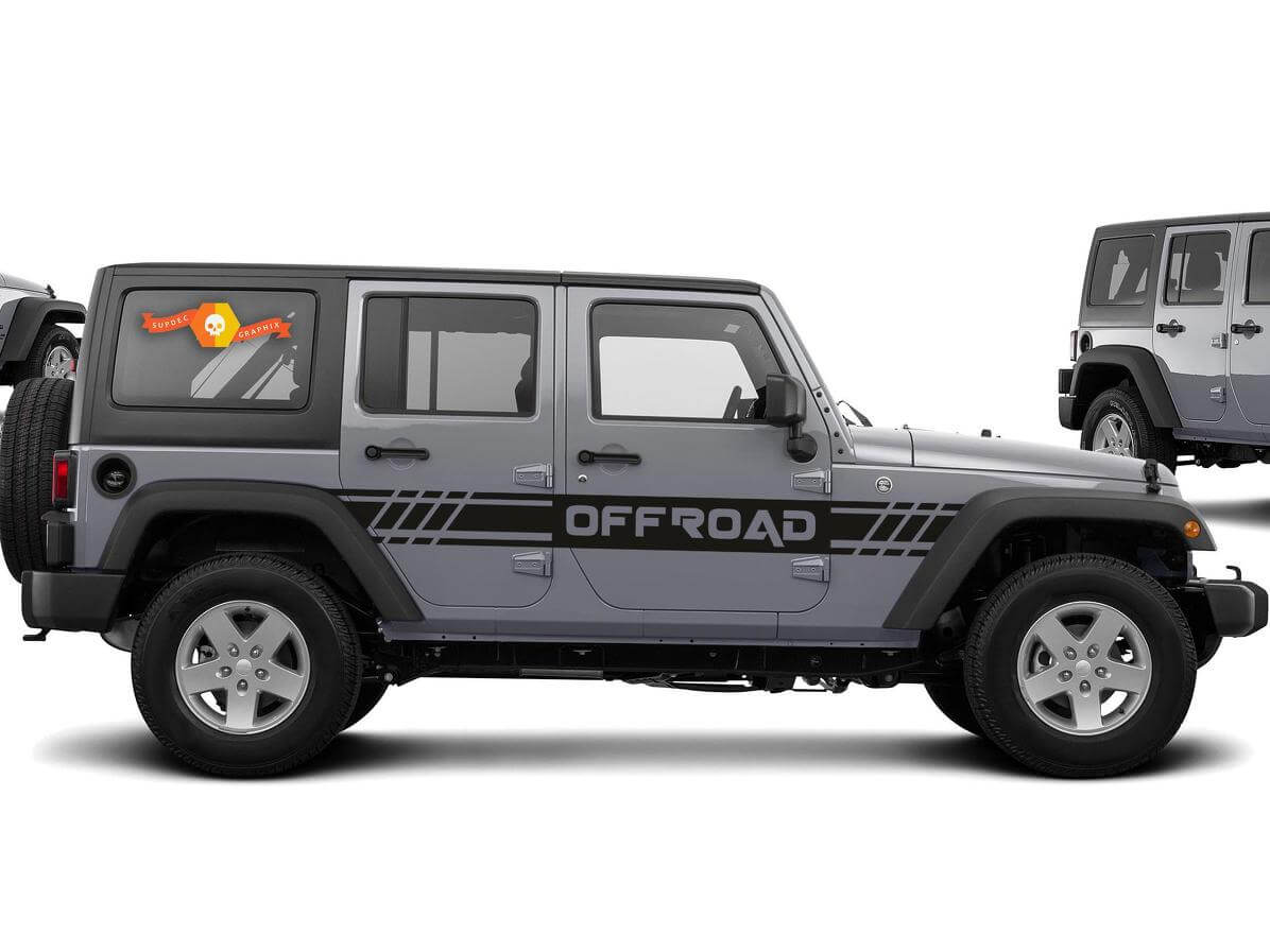 Offroad-Seitenstreifen Vinyl-Aufkleber-Set für Jeep Wrangler CJ TJ JK JKU