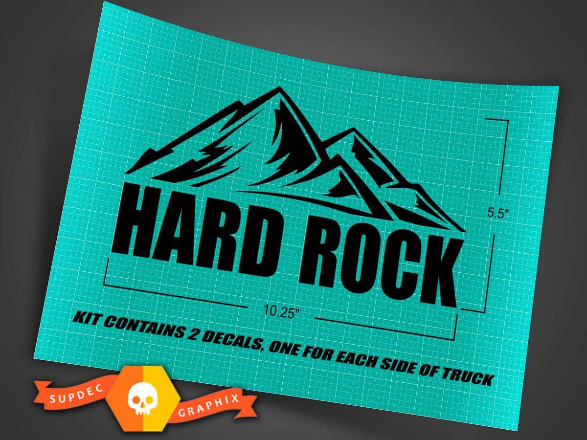Hard Rock Mountain Side Vinyl-Aufkleber-Set für Jeep Wrangler