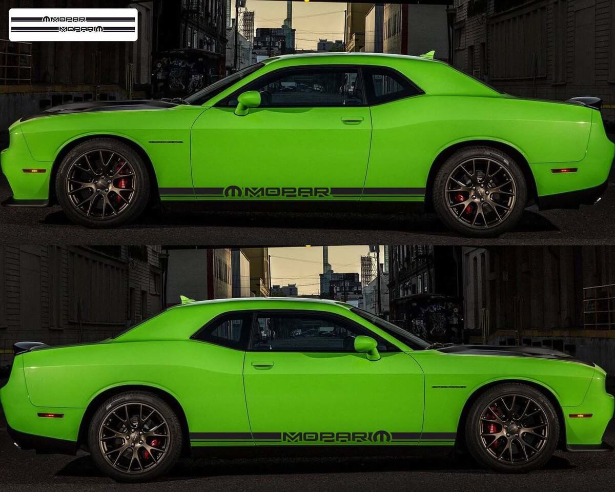 2x Seiten Rally Vinyl Aufkleber Sticker 4 für Dodge Challenger