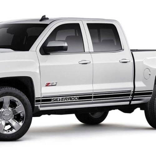 Chevrolet Silverado mk3 Seitenstreifen-Grafik-Aufkleber, Aufkleber für Türverkleidung, Aufkleber aus schwarzem Vinyl
