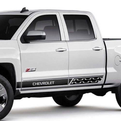Chevrolet Silverado mk3 Seitenstreifen-Grafik-Aufkleber, Aufkleber für Türverkleidung, Aufkleber aus schwarzem Vinyl

