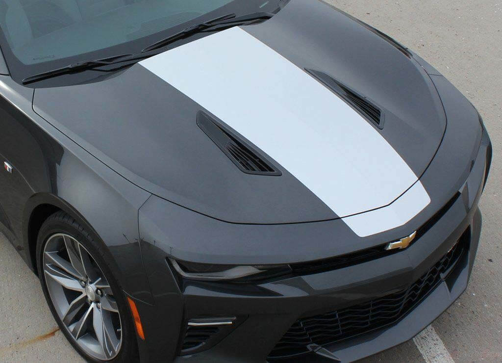 Vinyl-Grafikaufkleber für die Motorhaubenmitte mit Streifen für Camaro 2016–2018
