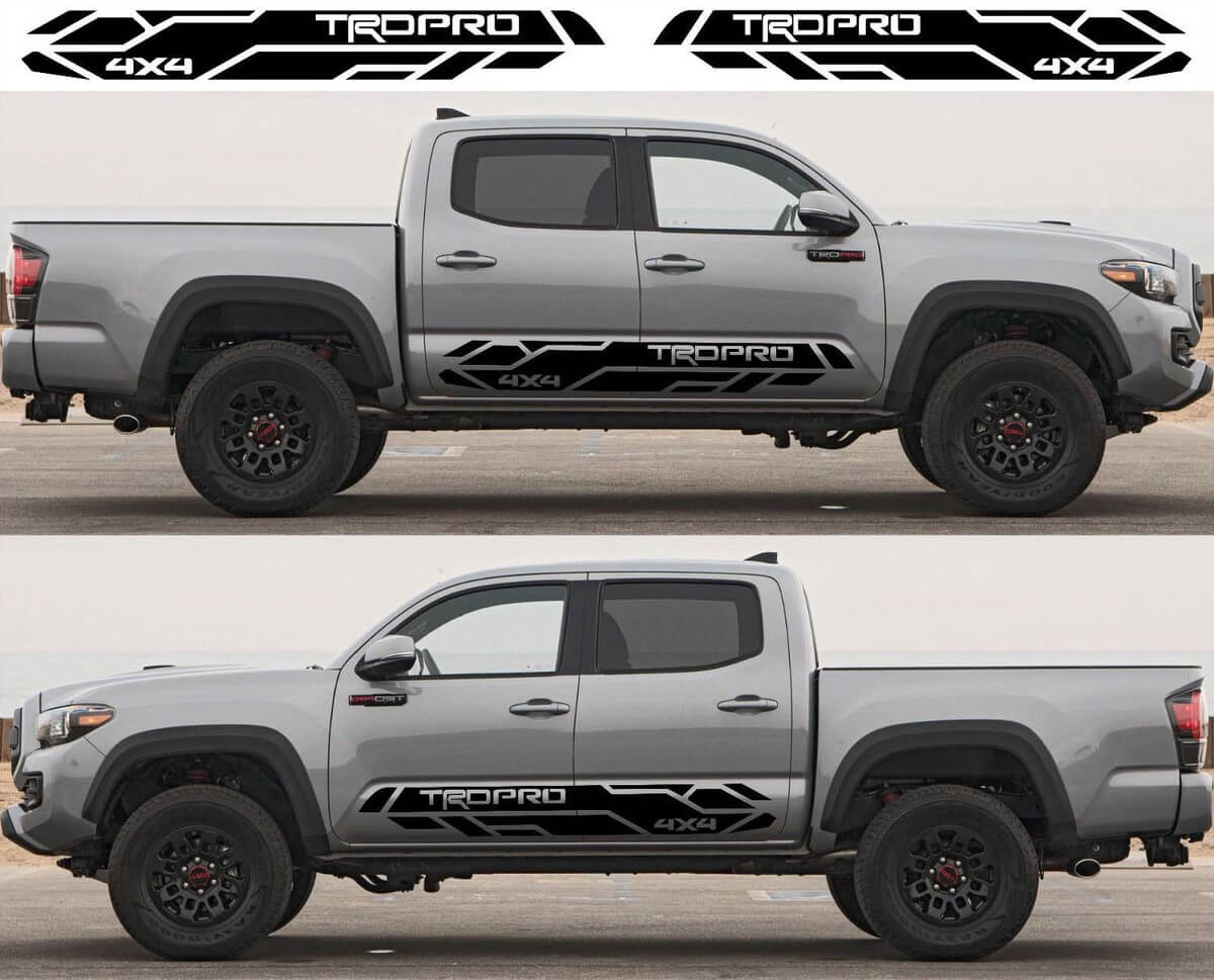 2X Toyota Tacoma 2016- 2020 Trd Pro Seitenschweller Vinyl-Aufkleber Grafiken Rallye-Aufkleber-Kit