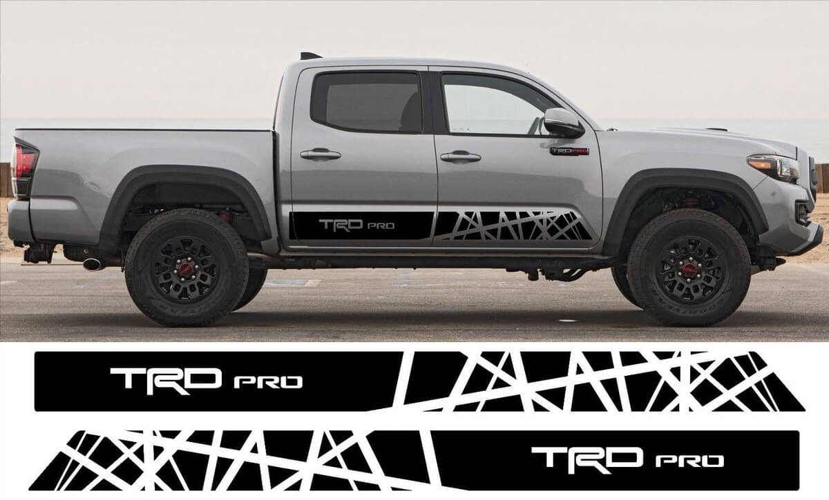 2x Toyota Tacoma 2016 Trd Pro Seitenschweller Vinyl Aufkleber Grafiken Rallye Aufkleber Kit