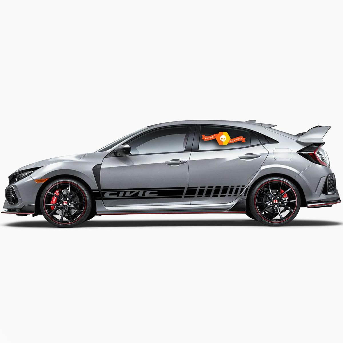 2 x mehrfarbiger Grafikstreifen, Autorennen, Vinyl-Aufkleber für Honda Civic