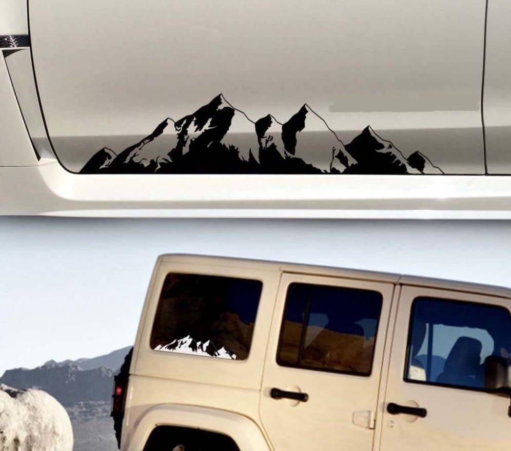 Bergkamm-Silhouette Vinyl-Aufkleber-Set für Auto, Truck, SUV, Camper