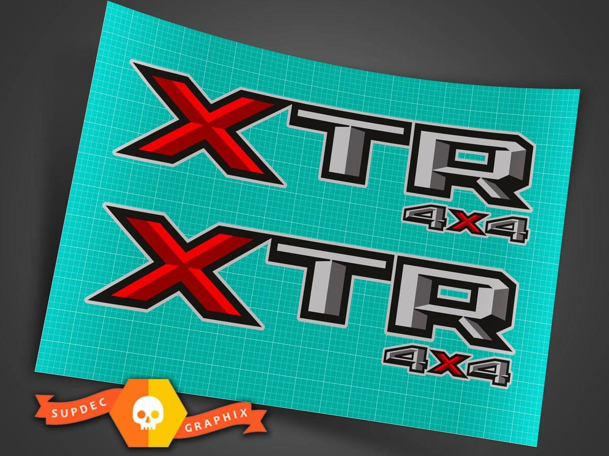 Set mit 2 x 2018 Ford F-150, F-250 XTR 4X4 Vinyl-Aufkleber für Pickup-Trucks am Krankenbett